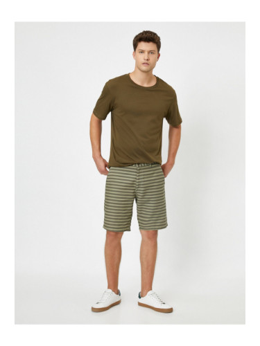 Koton Men's Khaki Stripe Shorts & Bermuda