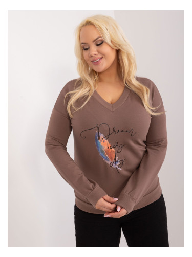 Brown blouse with long sleeves plus size