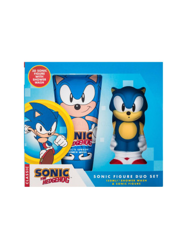 Sonic The Hedgehog Sonic Figure Duo Set Подаръчен комплект душ гел 150 ml + играчка Sonic увредена кутия