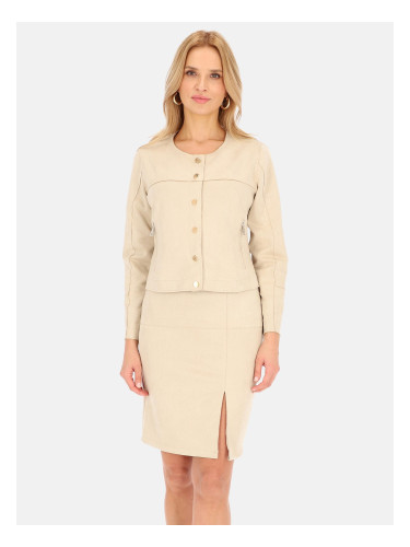 PERSO Woman's Women's short suede jacket with gold snap buttons
