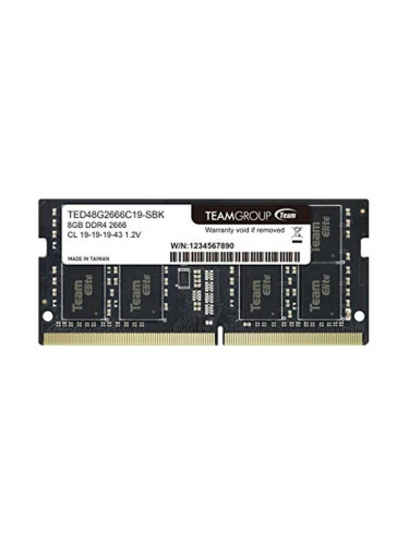 Памет 8GB DDR4 2666MHz,SO-DIMM, Team Group Elite TED48G2666C19-S01, 1.2V