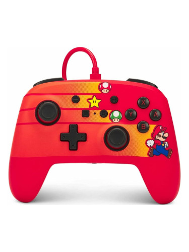 Геймпад PowerA Enhanced Speedster Mario за Nintendo Switch, жичен, USB, червен