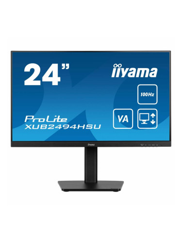 Монитор IIYAMA ProLite XUB2494HSU-B6, 23.8" (60.45 cm) VA панел, 100Hz, Full HD, 1ms, 80 000 000:1, 250 cd/m2, DisplayPort, HDMI, USB