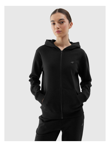 Women's Sweatshirt Zipped Hoodie 4F - Black