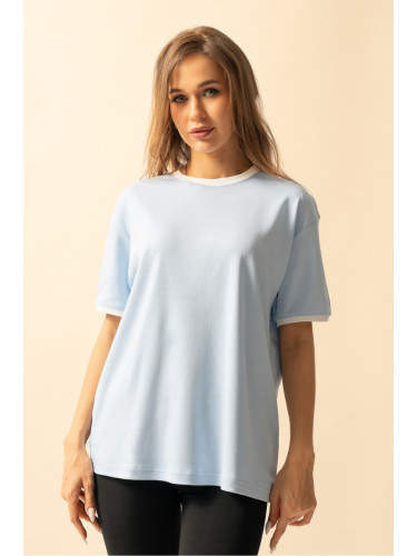 Know Women's Baby Blue Combed Cotton Interlock Oversize T-Shirt