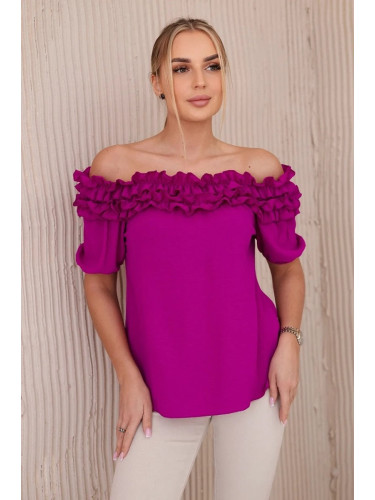 Spanish blouse with a small ruffle of dark purple color