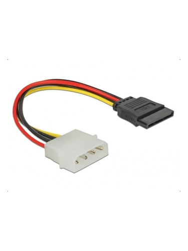Захранващ кабел DeLock 60100, Molex 4pin(м) към SATA 15pin(м), 0.12m