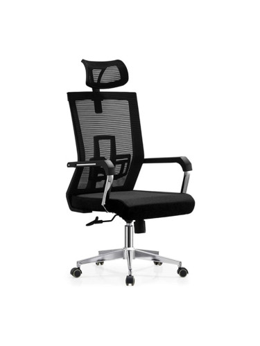 Директорски стол RFG Luccas HB, до 120кг. макс тегло, дамаска, лумбална упора, коригиране на височината, облегалка за глава, черен