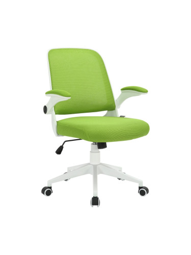 Работен стол RFG Pretty White W, до 120кг, дамаска/меш, полипропиленова база, Tilt механизъм, коригиране на височината, заключване в позиция, зелен
