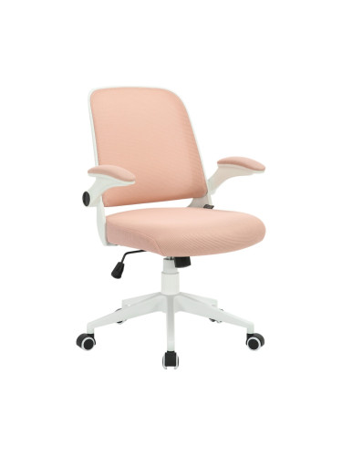 Работен стол RFG Pretty White W, до 120кг, дамаска/меш, полипропиленова база, Tilt механизъм, коригиране на височината, заключване в позиция, розов