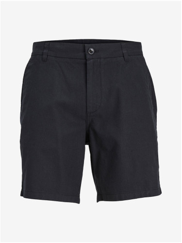 Men's Black Linen Coated Chino Shorts Jack & Jones Ace - Men's