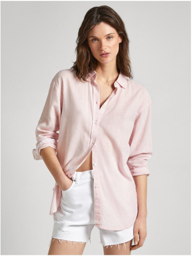 Light pink women's linen shirt Pepe Jeans Philly - Women's