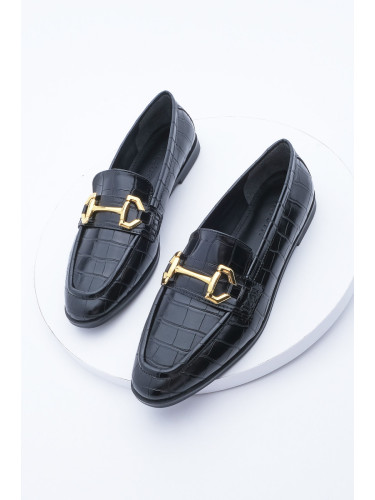 Marjin Women's Loafer Buckle Daily Shoes Bentas Black