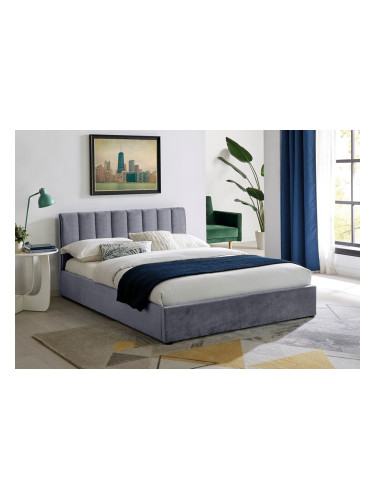 Кадифено легло с място за съхранение 140x200 - сиво