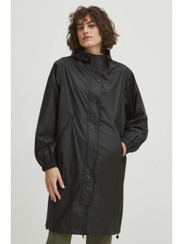 Непромокаемо палто Medicine дамски в черно преходен модел с уголемена кройка
