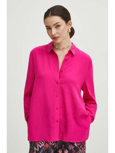 Риза Medicine дамска в розово със стандартна кройка с класическа яка