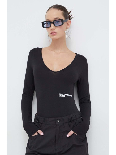 Боди Karl Lagerfeld Jeans дамско в черно