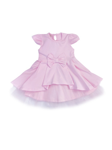 Официална или ежедневна детска рокля Надежда в розово с къс ръкав панд