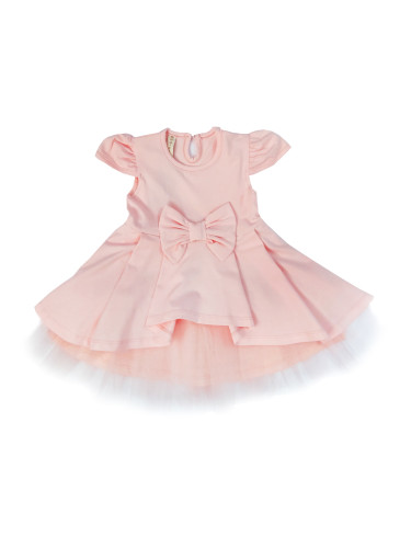 Официална или ежедневна детска рокля Надежда в прасковено с къс ръкав 