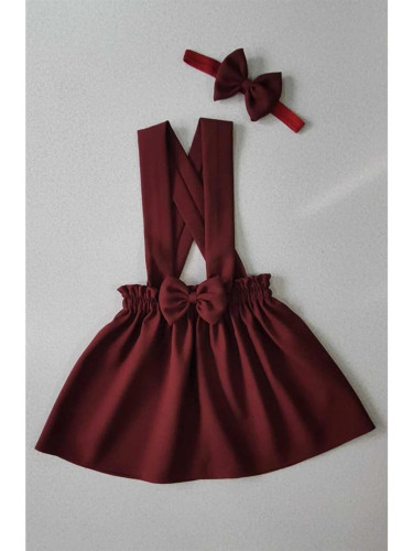 N2436 Dewberry Girls Crepe Dress Bandana-BURGUNDY
