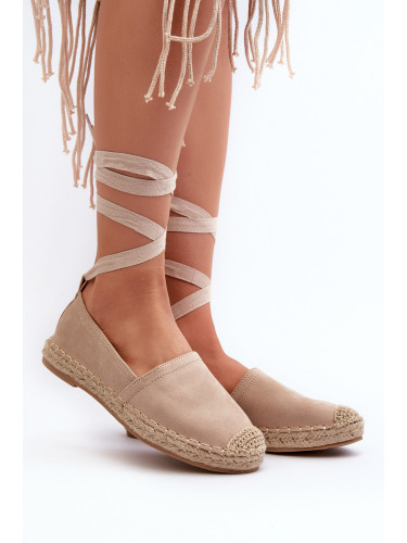 FB1 Вързани велурени еспадрили Beige Ismanne