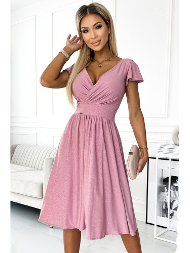 Елегантна рокля в цвят пудра 425-2