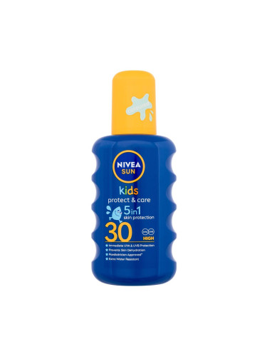 Nivea Sun Kids Protect & Care Sun Spray 5 in 1 SPF30 Слънцезащитна козметика за тяло за деца 200 ml