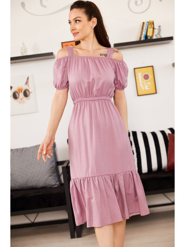 armonika Women's Dried Rose Dress with Elastic Waist Straps
