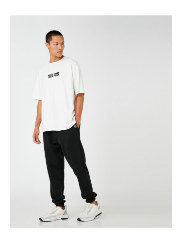 Koton Basic Jogger Sweatpants with Print Detailed Pockets, Tie Waist.