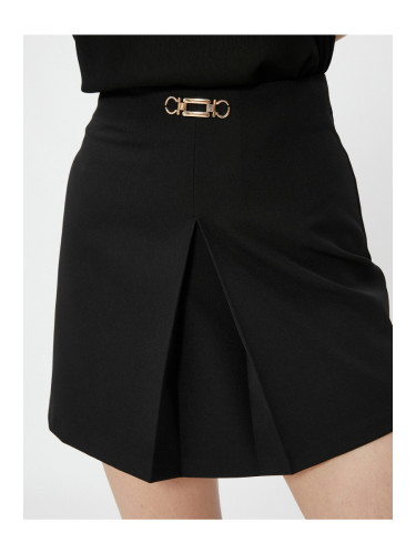 Koton Mini Skirt With Pleat Detailed Metal Accessories