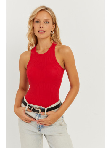Cool & Sexy Women's Red Barter Neck Blouse