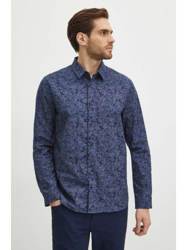 Риза Medicine мъжка в тъмносиньо със стандартна кройка с класическа яка