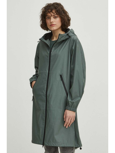 Непромокаемо палто Medicine дамски в зелено преходен модел с уголемена кройка