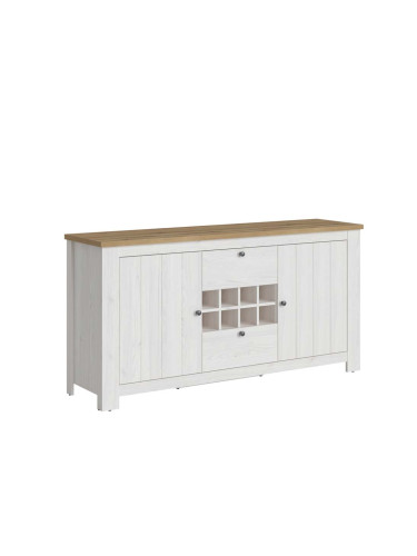 КОМОД СЕЛЕСТО С 2 ВРАТИ И 2 ЧЕКМЕДЖЕТА 177.4/46/89.3h  БЯЛ/КРАЙБРЕЖЕН ДЪБ