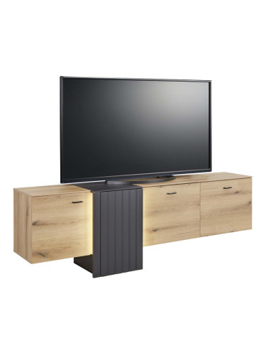 ВЕРДАНА ТВ ШКАФ С 3 ВРАТИ 207.8/44.8/66h ЦВЯТ ДЪБ/СИВ