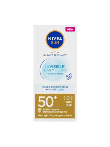 NIVEA Sun UV Invisible Daily Face Fluid SPF 50+  Слънцезащитен продукт дамски 40ml