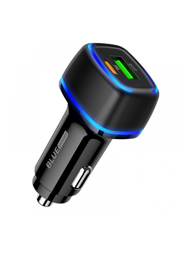 Зарядно устройство за кола адаптер BLUE Power BBZ14A с USB-A и USB-C изход 12V, 20W, Черен