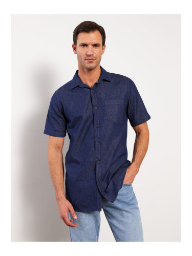 LC Waikiki A Regular Fit Men's Jean Shirt with Short Sleeves.