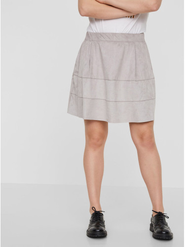 Noisy May Lauren's Light Grey Suede Skirt