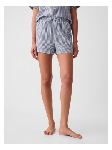 Women's Blue Striped Linen Pajama Shorts GAP