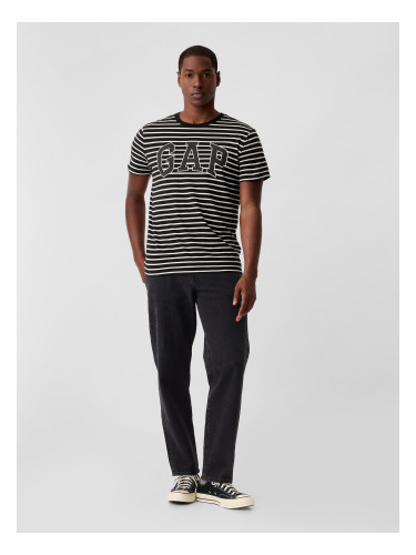 Black men's striped T-shirt with GAP logo