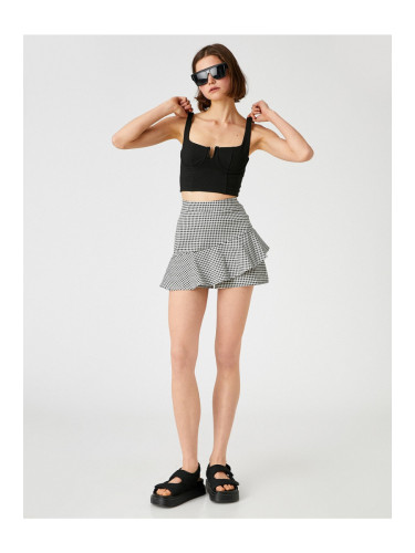 Koton Checkered Skirt with Ruffles Shorts
