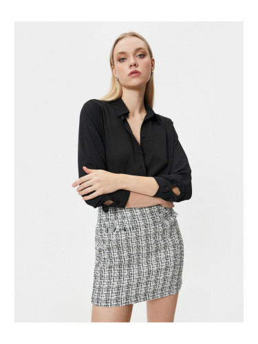 Koton Mini Tweed Skirt Normal Waist