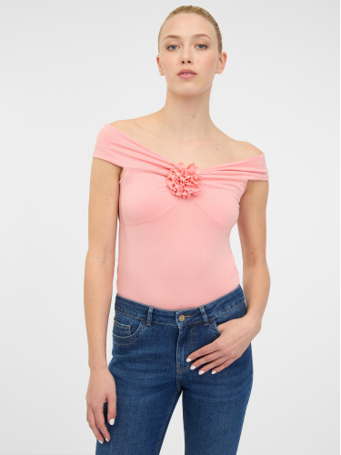 Orsay Light Pink Women's Short Sleeve T-Shirt with Applique - Women's