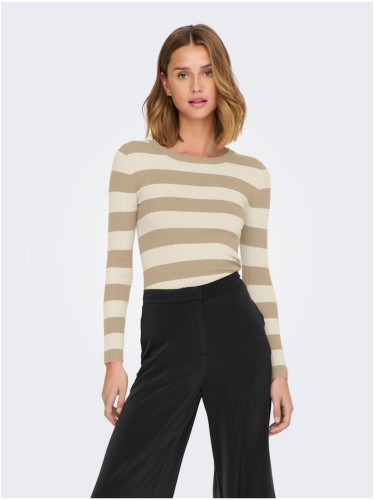 Beige women's striped sweater JDY Plum - Women