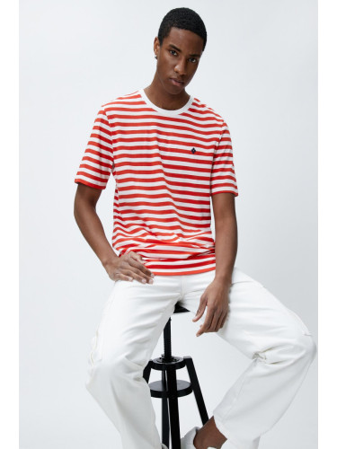 Koton Men's Red Striped T-Shirt