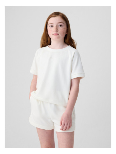 White Girls' Sweatshirt with Short Sleeves GAP
