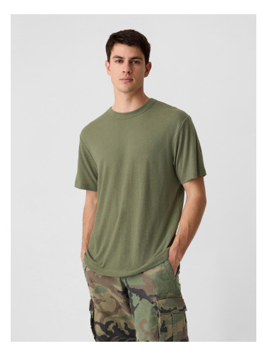 Green men's linen T-shirt GAP