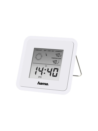 Цифров термометър/хигрометър Hama TH-50, часовник / календар / аларма, бял