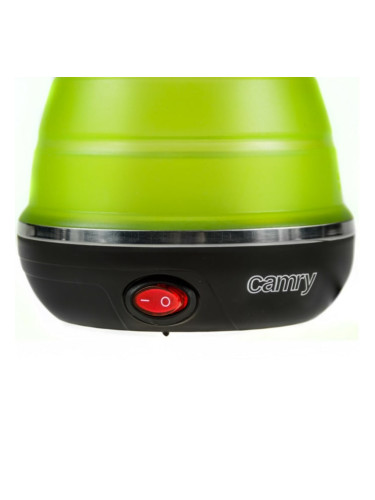 Електрическа кана Camry CR 1265 Green, вместимост 0.5 литра, 750W, сгъваема, автоматично изключване при завиране, черно-зелена